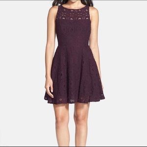 BB Dakota Maroon Sleeveless Lace Fit & Flare Dress Size 2